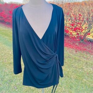 Anne Klein Black Wrap Blouse